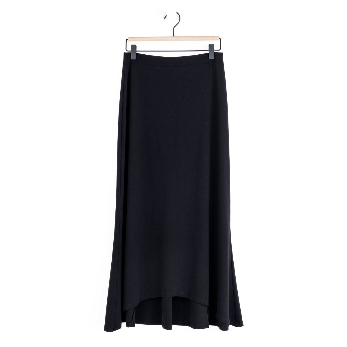 Clara Sunwoo Best Seller - Cascade Drape Hi-Low Maxi Skirt - Black