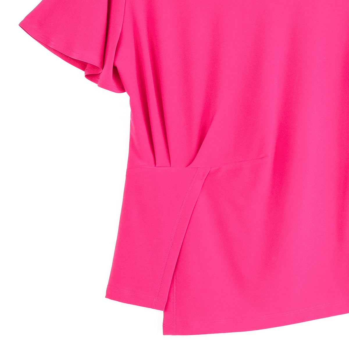 Clara Sunwoo Discount - Flounce Sleeve Stitch Overlay Top - Hot Pink