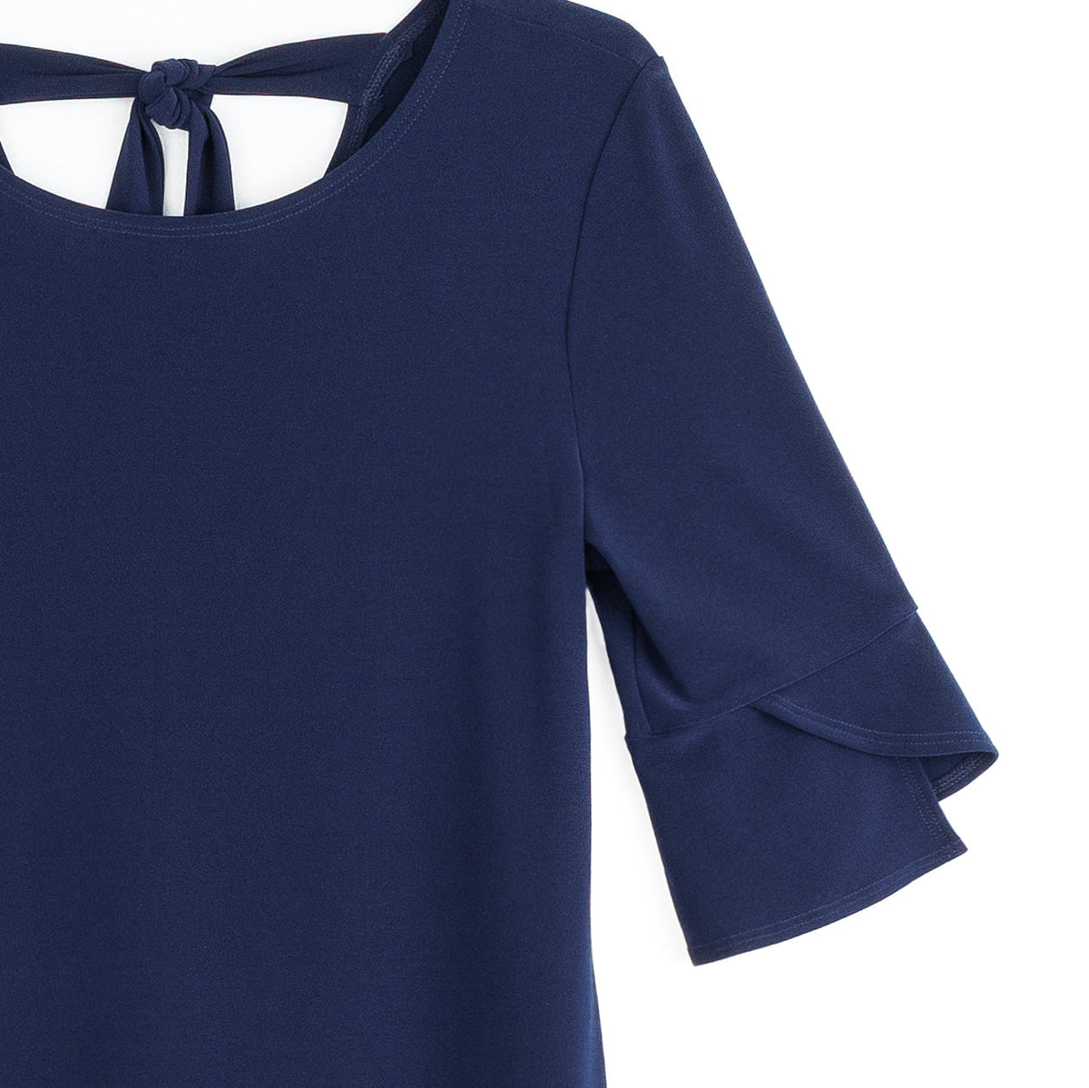 Clara Sunwoo New - Tulip Cuff Back Tie Dress - Navy