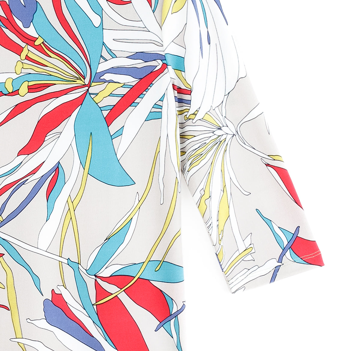 Clara Sunwoo New - Scoop Neck Half Sleeve Top - Floral Leaves-Beige - Final Sale