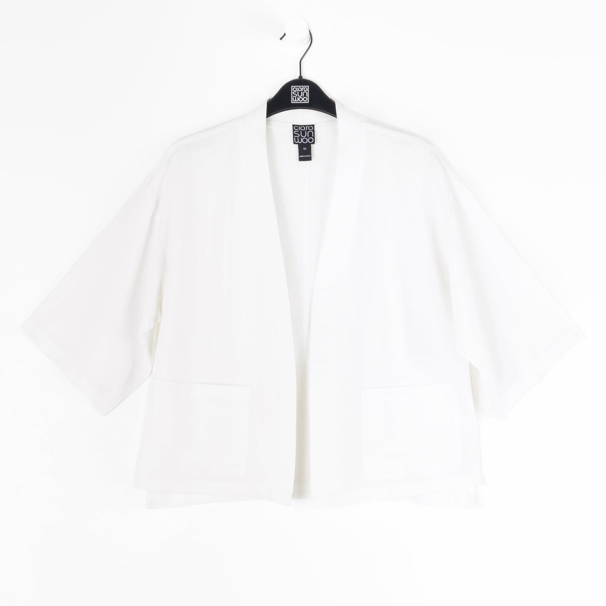 Clara Sunwoo Premium - Linen Knit - Hi-Low Pocket Cardigan Jacket - Ivory - Final Sale!