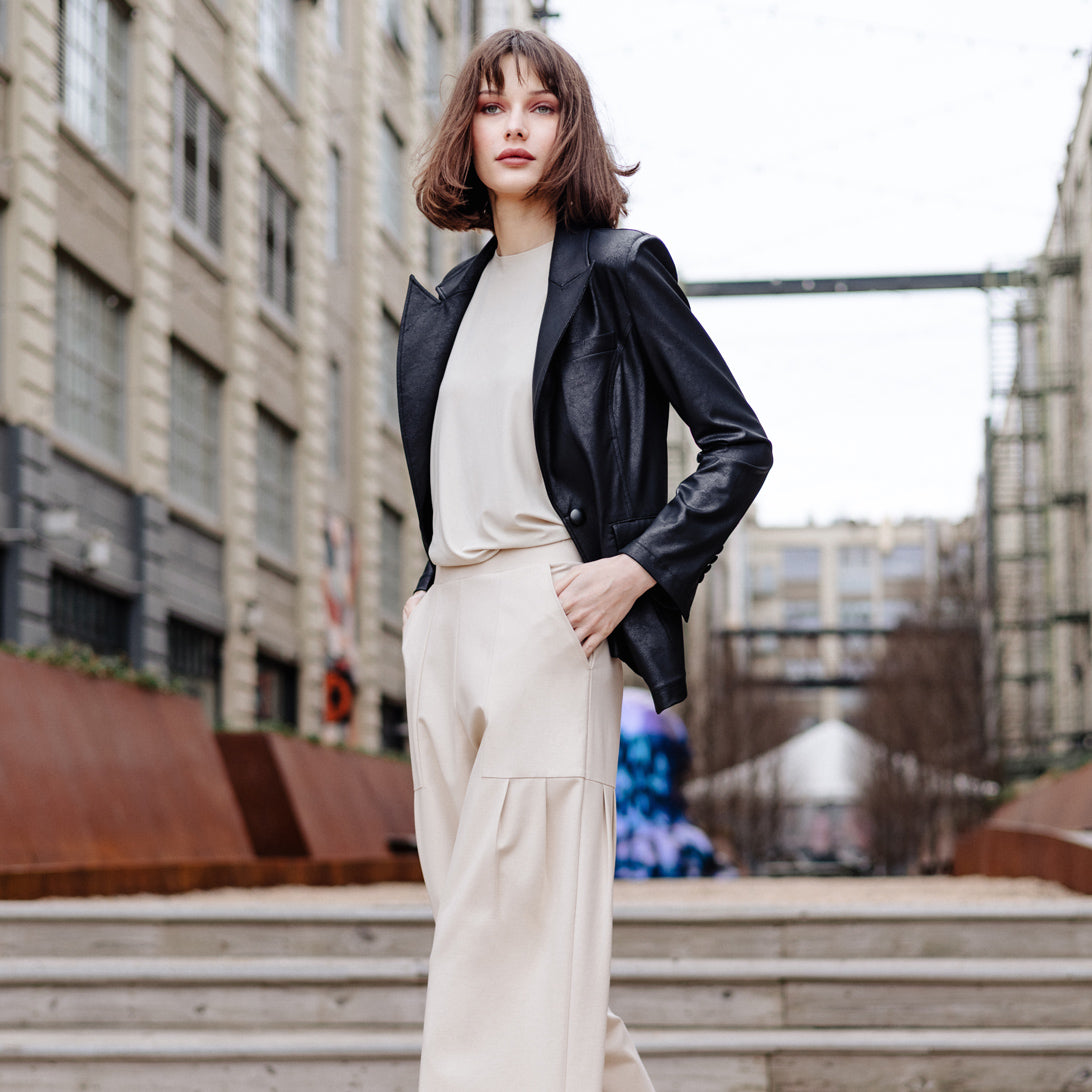 Clara Sunwoo Trending - Liquid Leather™ Signature Pocket Blazer - Black