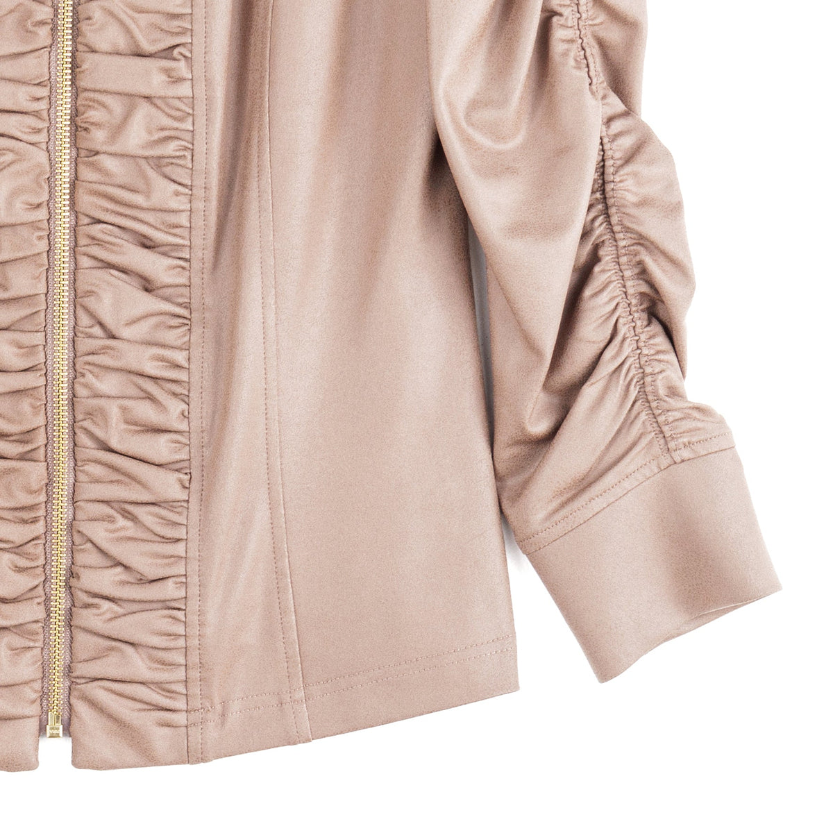 Clara Sunwoo New - Liquid Leather™ Ruched Detail Jacket - Taupe - Final Sale