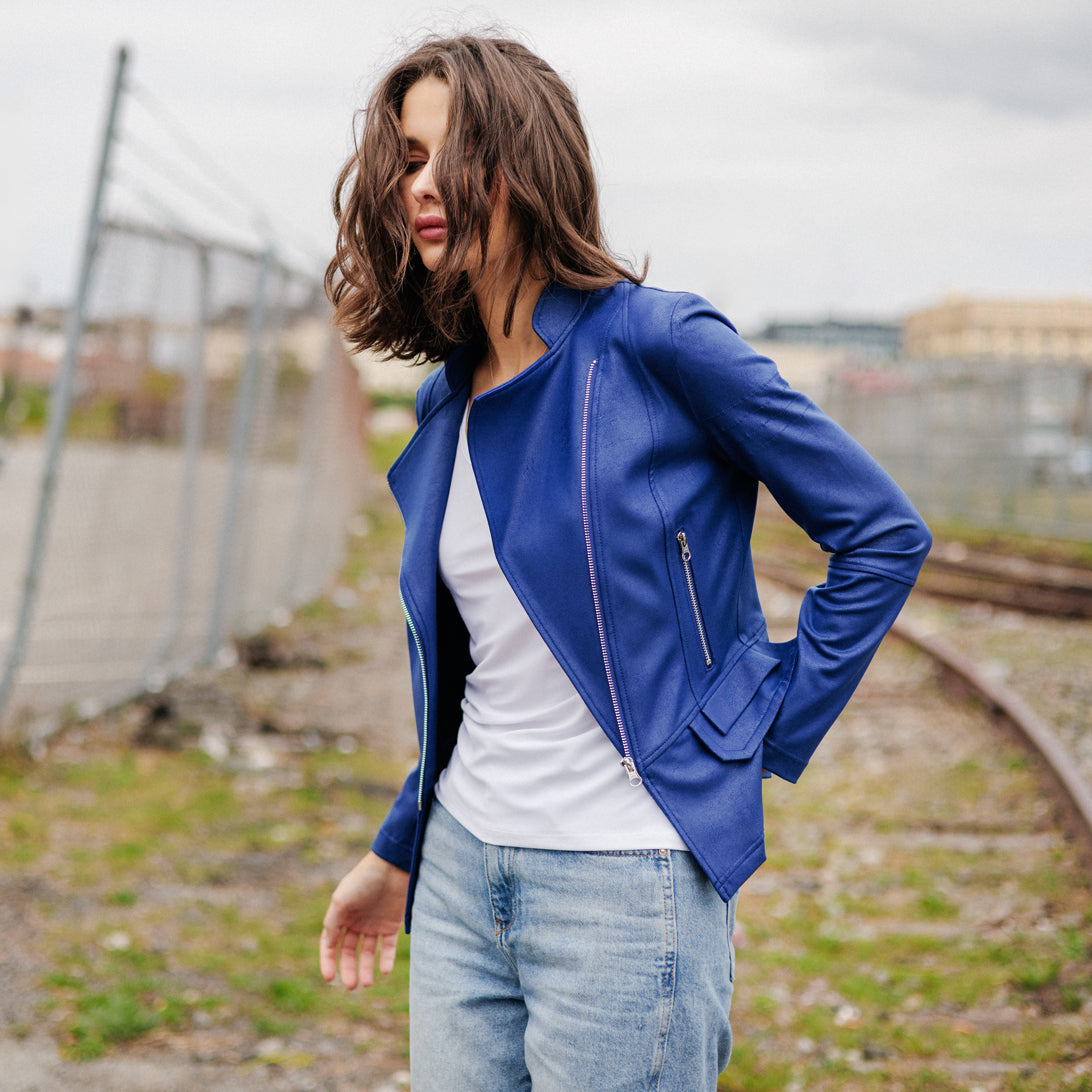 Clara Sunwoo Discount - Liquid Leather™ Biker Jacket - Cobalt - Final Sale