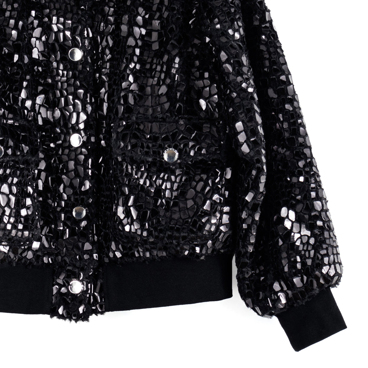 Clara Sunwoo Discount - Crushed Faux Fur - Shimmer Embellished Bomber Jacket - Black - Limited Edition!