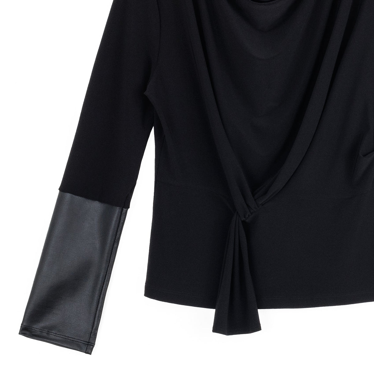 Clara Sunwoo Trusted - Loop Front Liquid Leather Cuff Top - Black - Final Sale