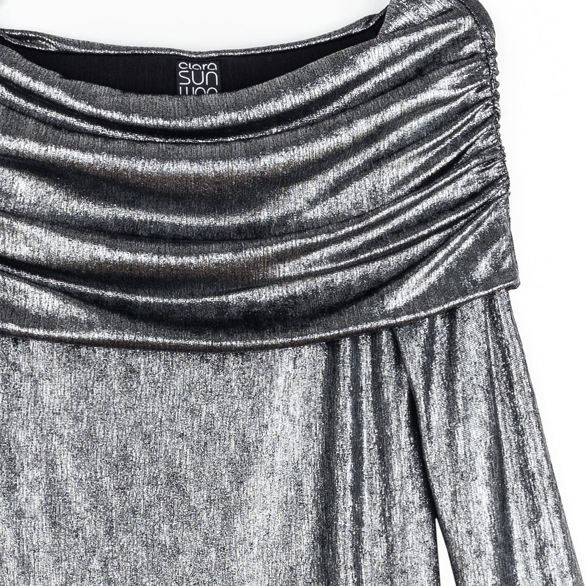 Clara Sunwoo Classic - Metallic Shimmer - Ruched Off-Shoulder Top - Final Sale