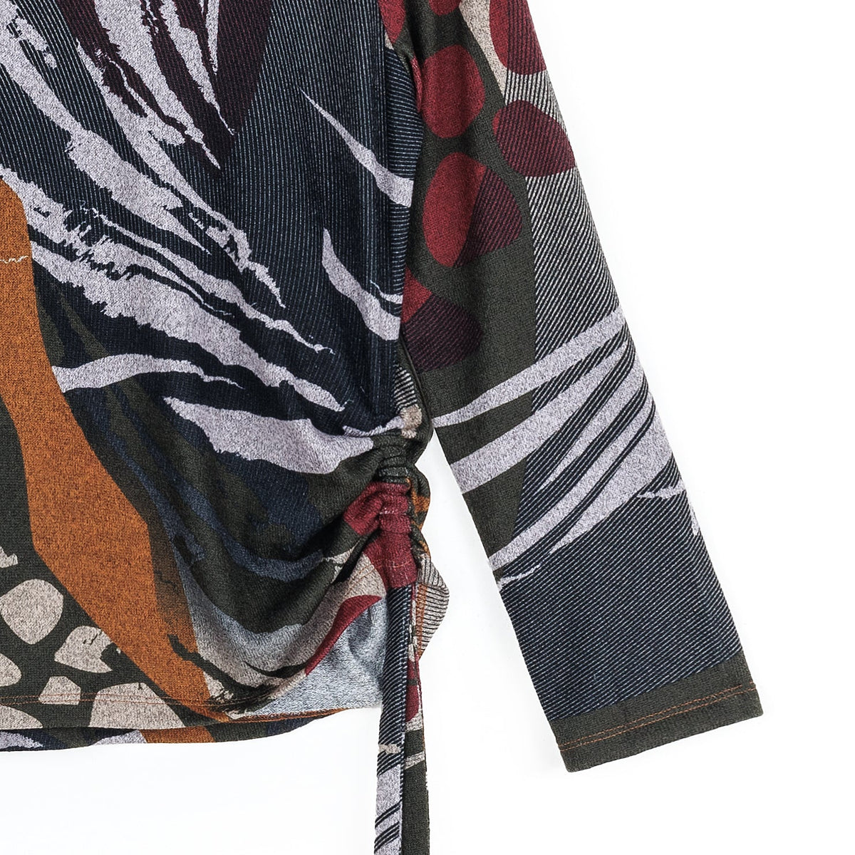 Clara Sunwoo Best Seller - Cozy Knit - Side Pull-Tie Sweater Top - Abstract Harvest - Final Sale