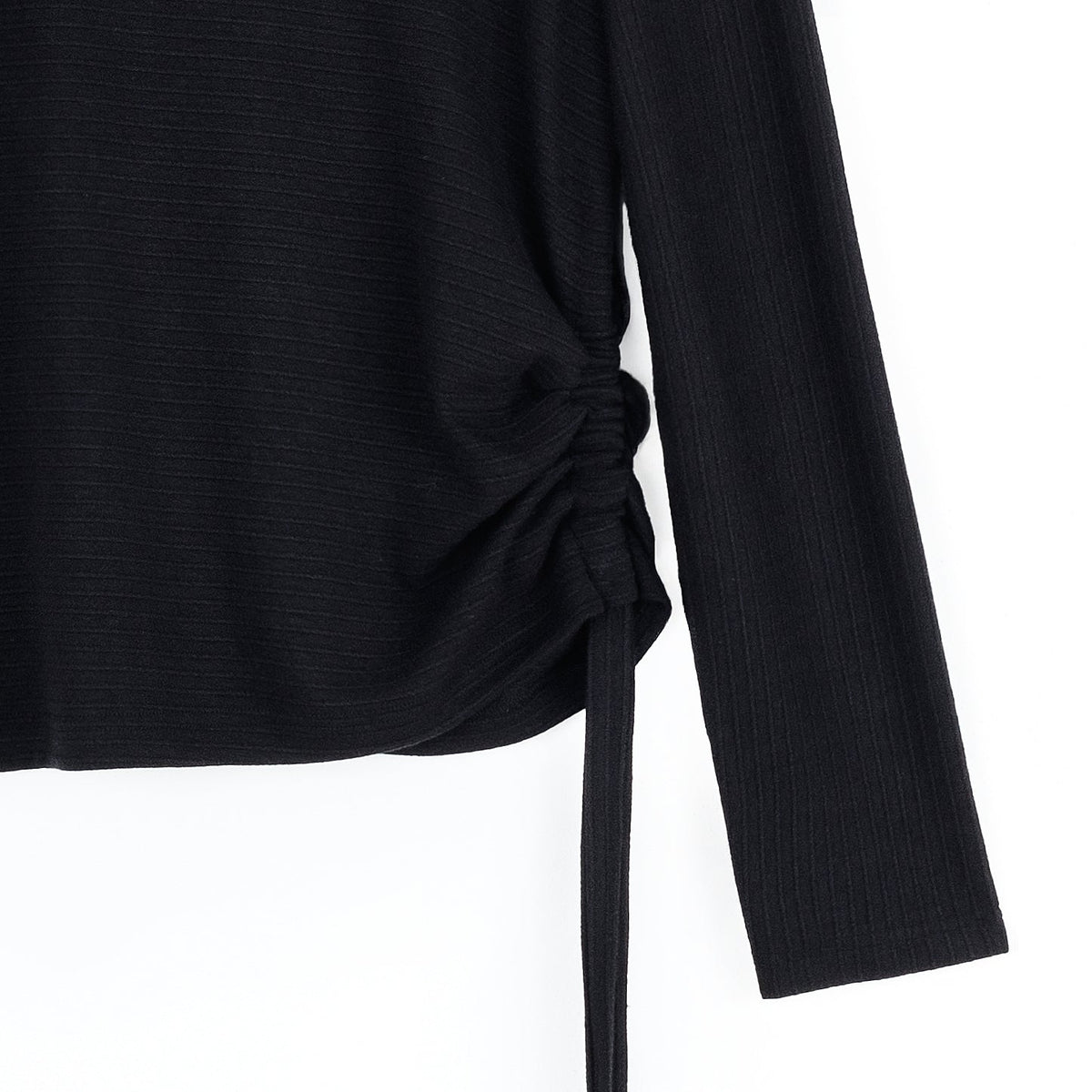 Clara Sunwoo Best Price - Soft Ribbed - Side Pull-Tie Sweater Top - Black - Final Sale