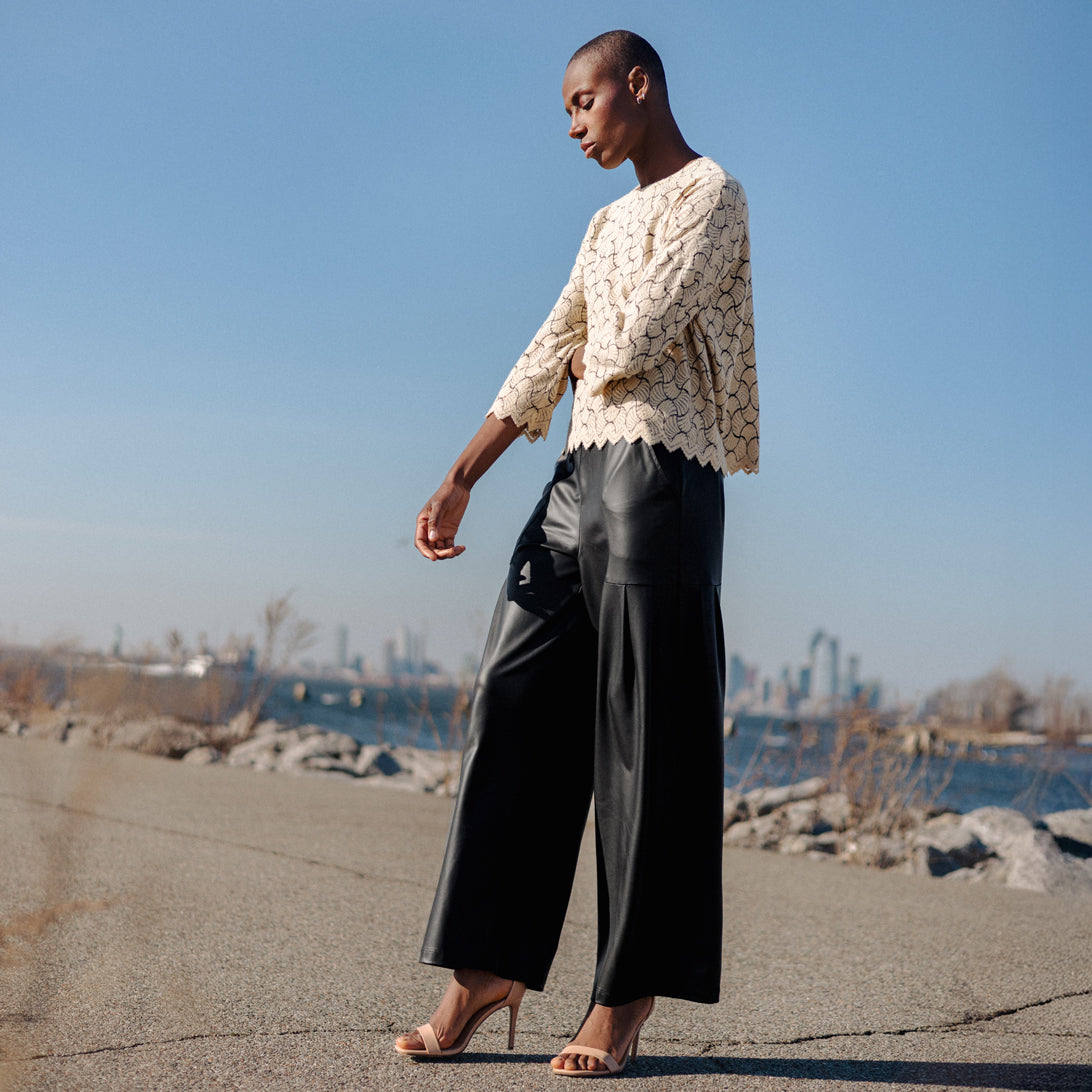Clara Sunwoo Best Price - Crochet Knit - Scallop Hem Box Sweater Top - Fan Shell - Final Sale