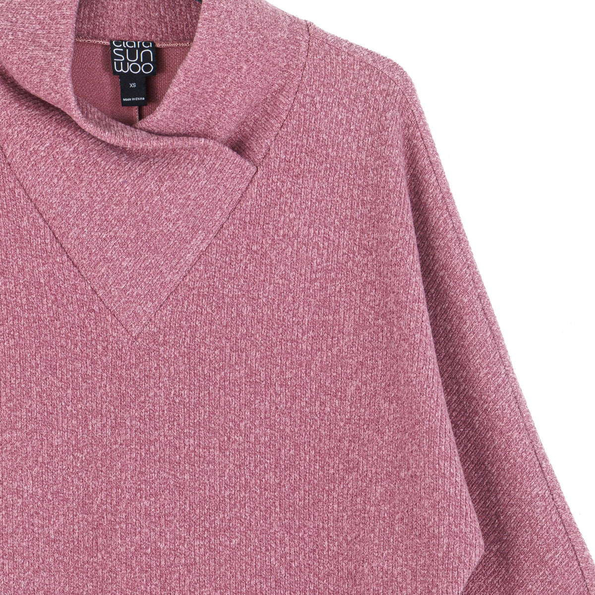 Clara Sunwoo Best Price - Plush Ribbed - Crossover Petal Neck Sweater - Mauve