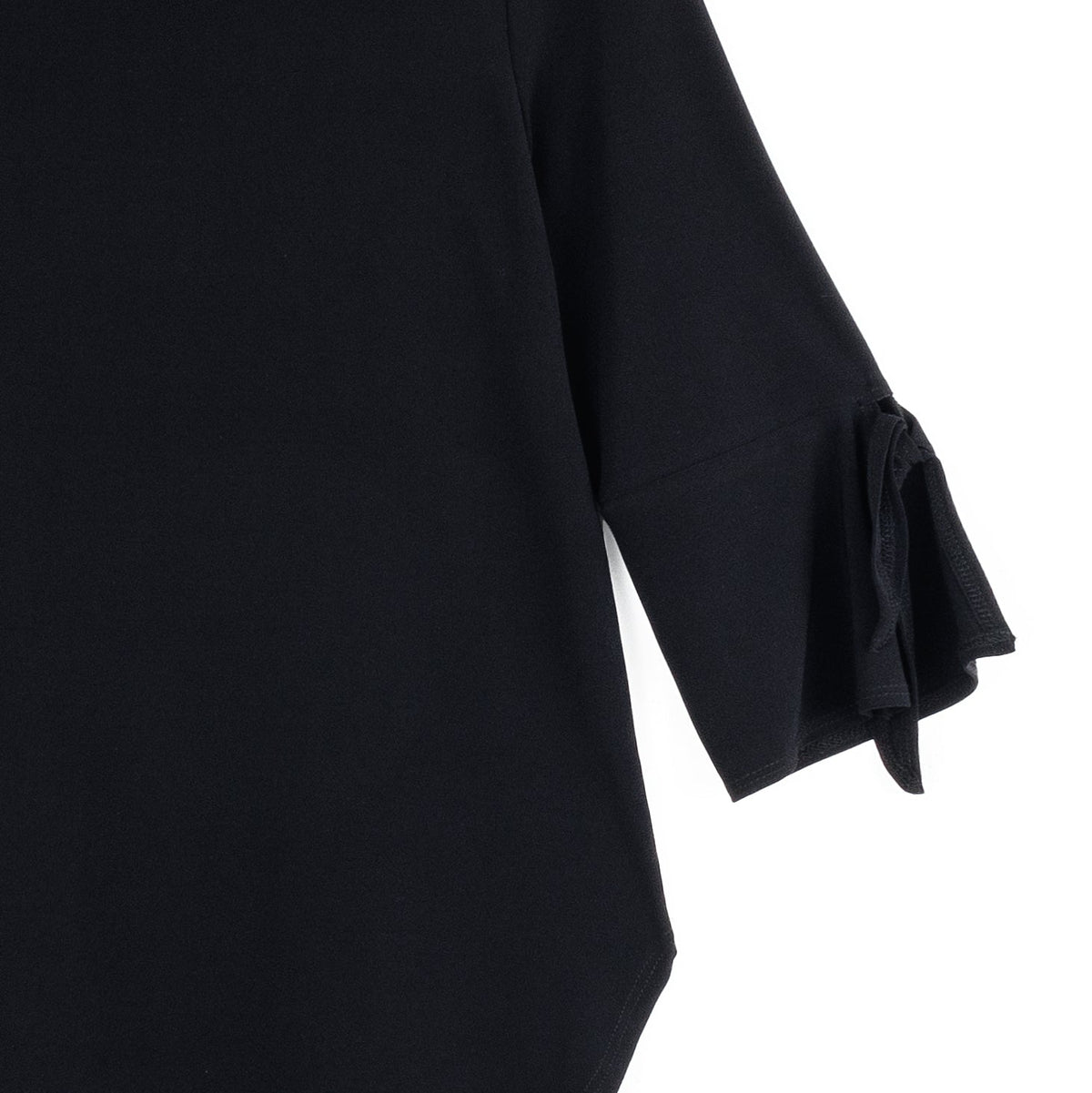 Clara Sunwoo Featured - Tie Cuff Curved Hem Tunic - Black - Final Sale