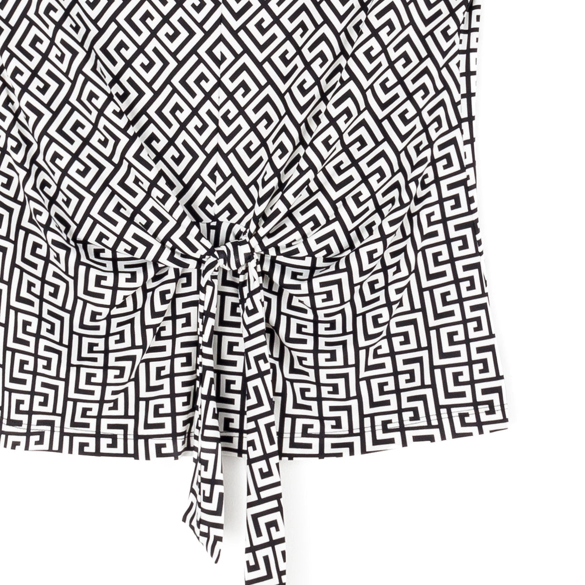 Clara Sunwoo Sale - Butter Knit - Sleeveless Center Front Tie Top - Greek Key - Final Sale!