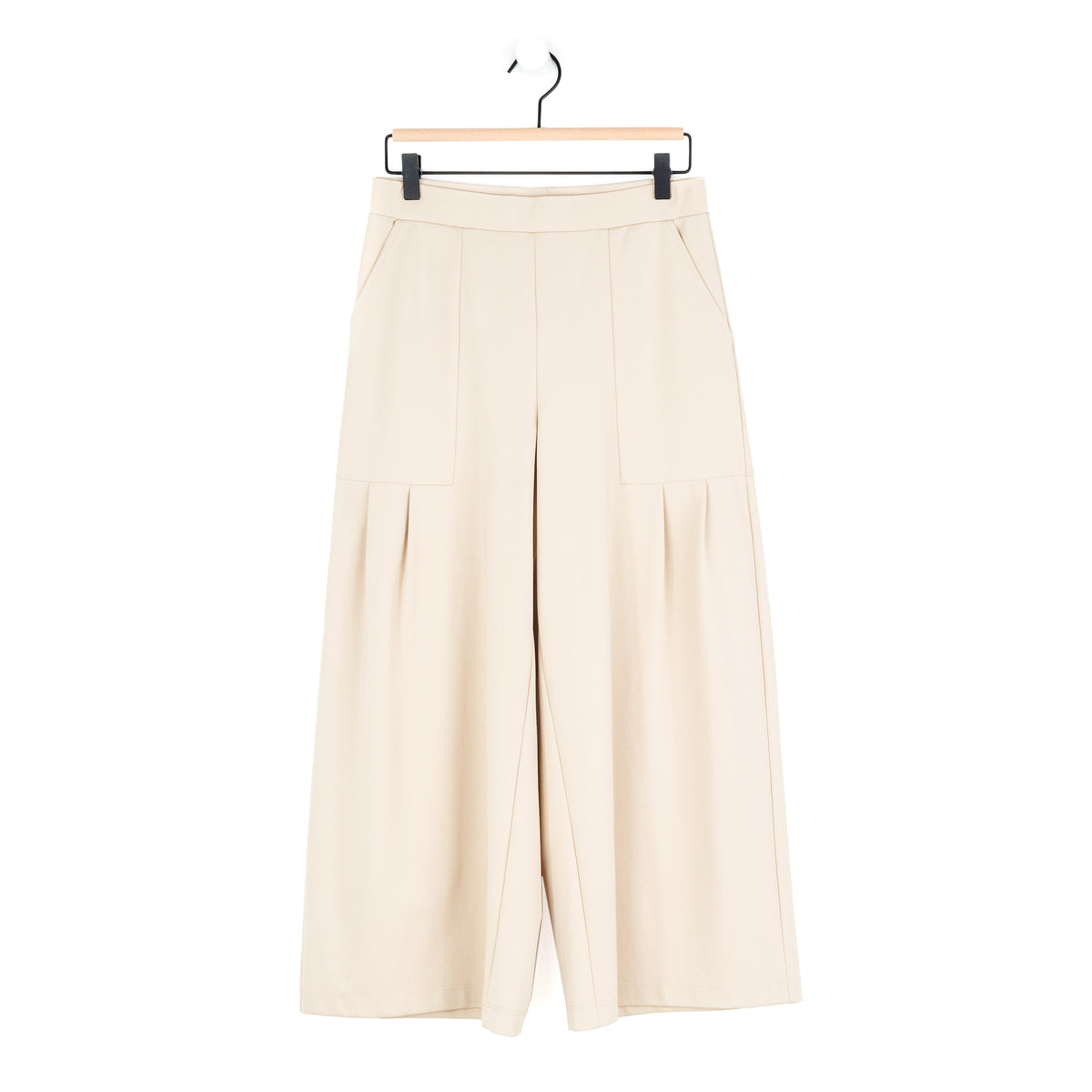 Clara Sunwoo Premium - Rayon-Ponte Knit - Pleated Gaucho Pocket Pant - Khaki - Final Sale