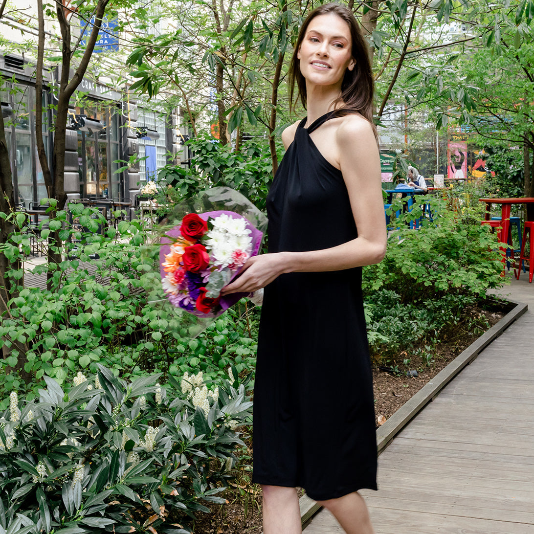 Clara Sunwoo Best Price - Grecian Halter Midi Sheath Dress - Black - Final Sale!