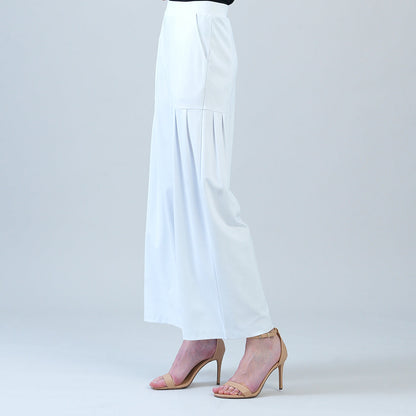 Clara Sunwoo Trusted - Rayon-Ponte Knit - Pleated Wide Leg Pocket Pant - White