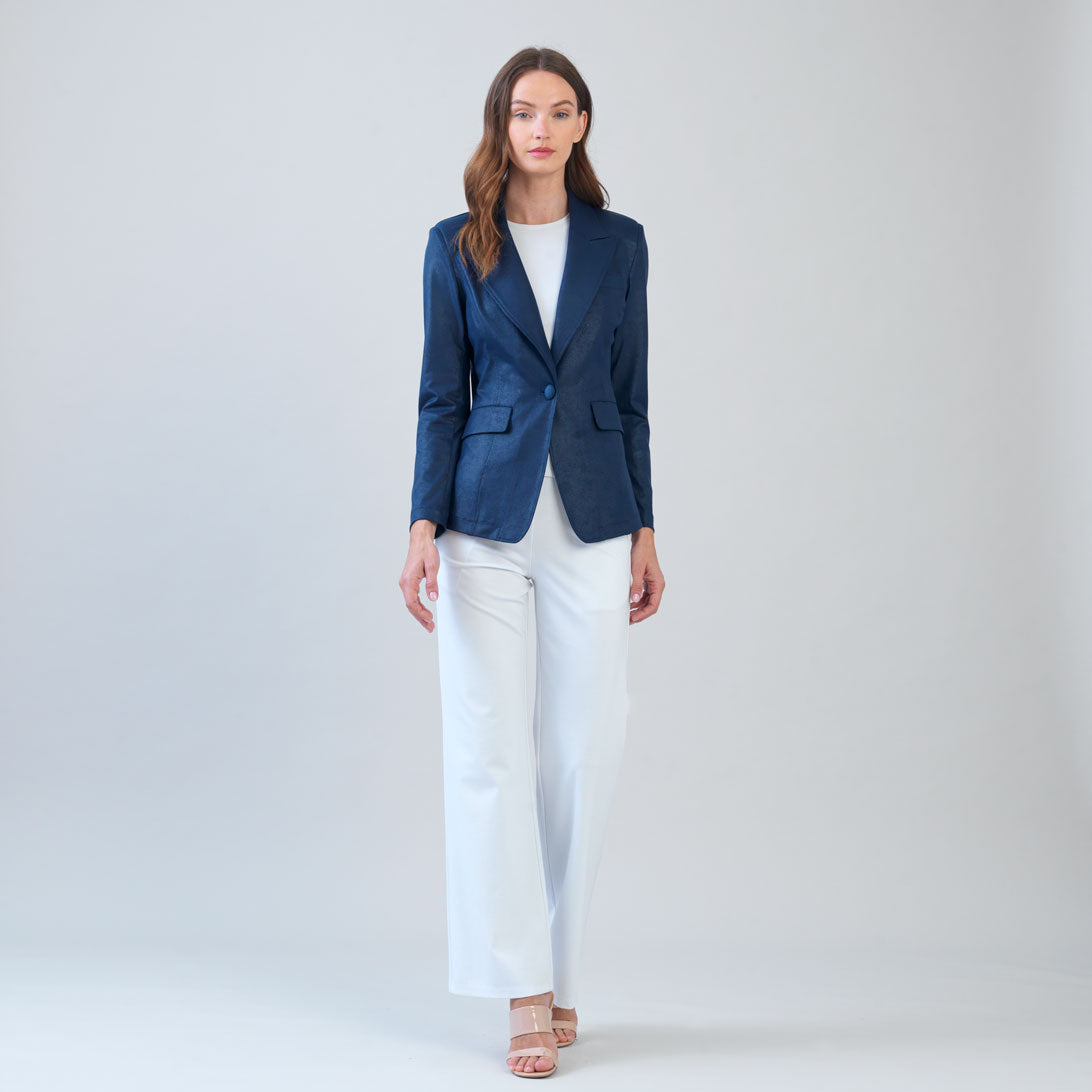 Clara Sunwoo Essential - Liquid Leather™ Signature Pocket Blazer - Navy