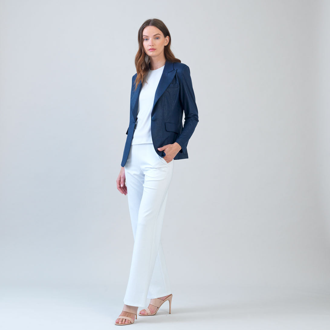 Clara Sunwoo Essential - Liquid Leather™ Signature Pocket Blazer - Navy