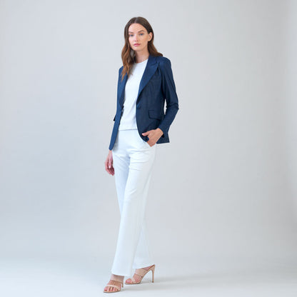 Clara Sunwoo Essential - Liquid Leather™ Signature Pocket Blazer - Navy