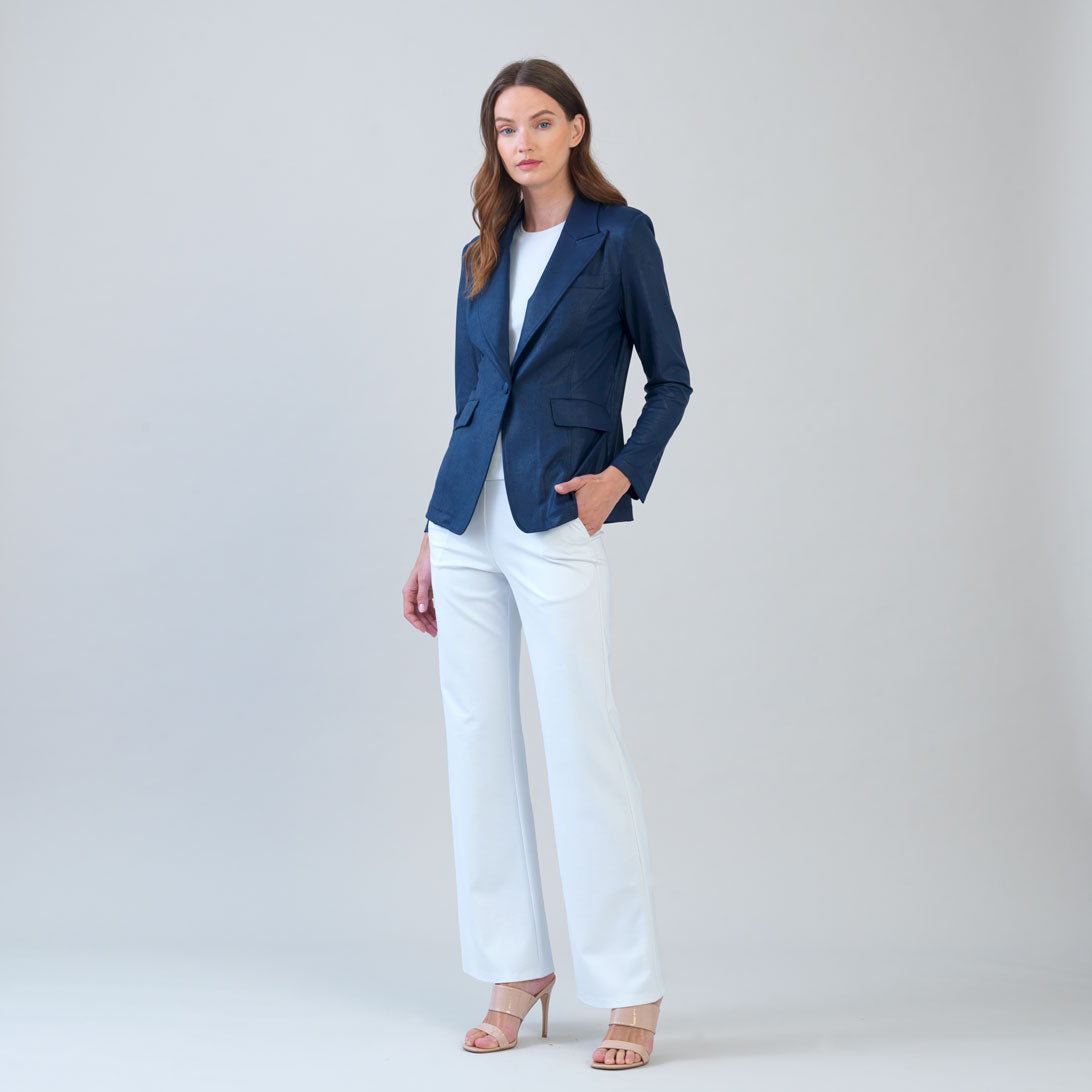 Clara Sunwoo Essential - Liquid Leather™ Signature Pocket Blazer - Navy