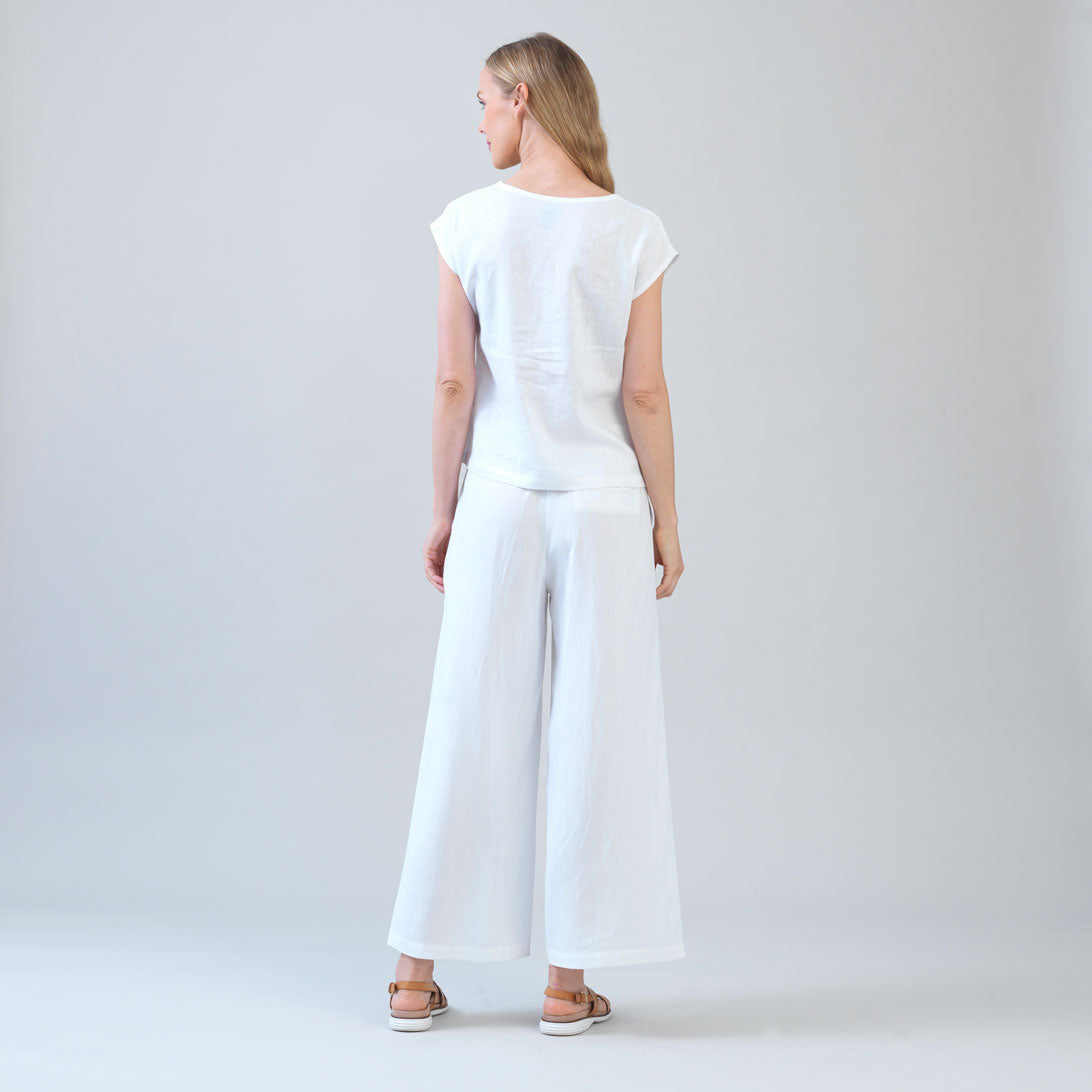 Clara Sunwoo Exclusive - Soft Cotton - Cap Sleeve Stitch Overlay Top - White - Final Sale