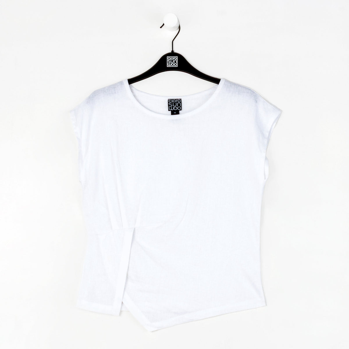 Clara Sunwoo Exclusive - Soft Cotton - Cap Sleeve Stitch Overlay Top - White - Final Sale
