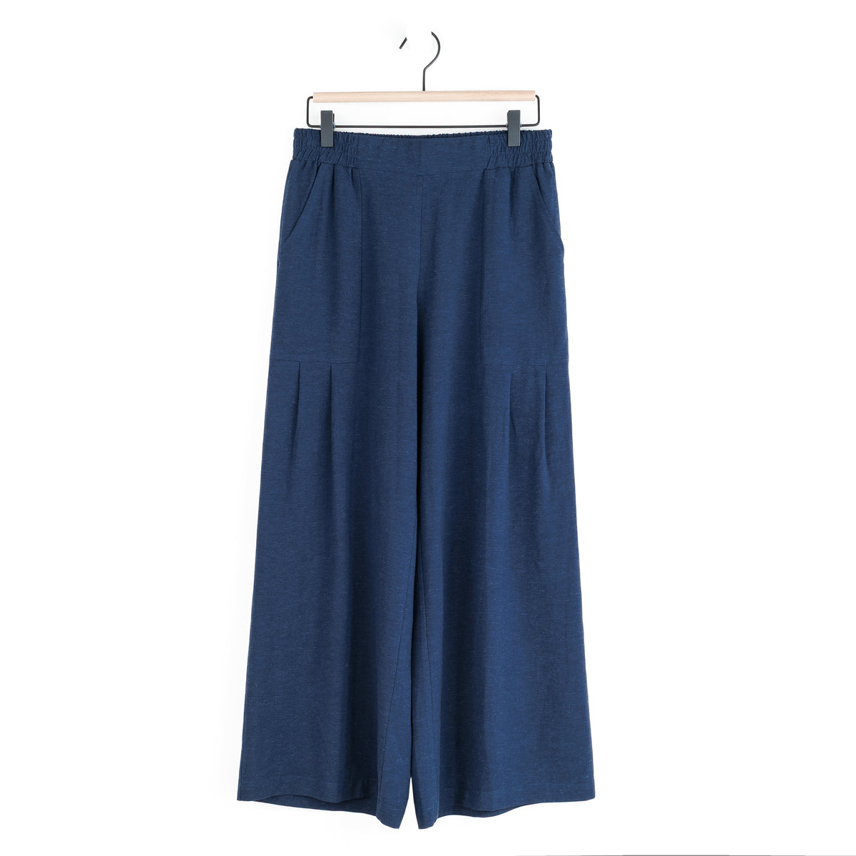 Clara Sunwoo Latest - Soft Cotton - Pleated Wide Leg Ankle Pant - Navy - Final Sale