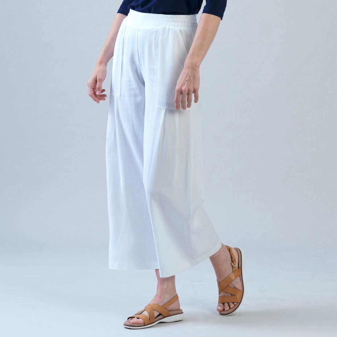 Clara Sunwoo Best Price - Soft Cotton - Pleated Wide Leg Ankle Pant - White - Final Sale