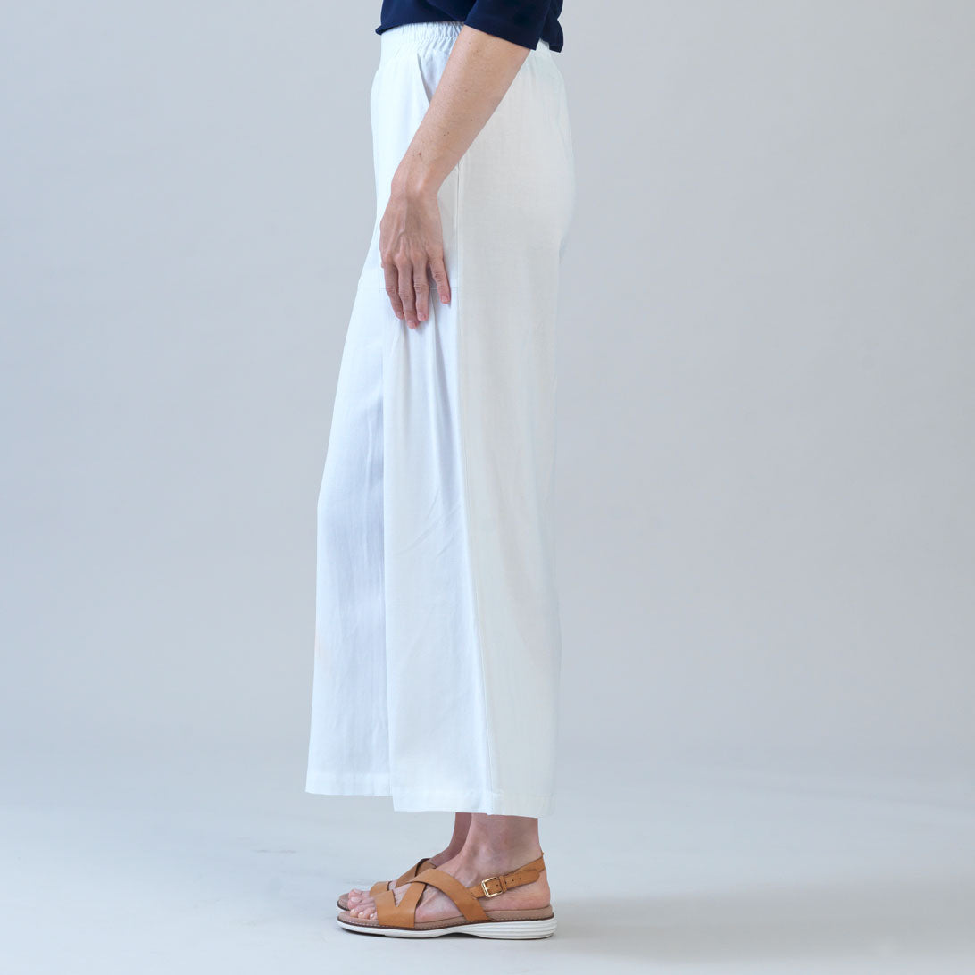Clara Sunwoo Best Price - Soft Cotton - Pleated Wide Leg Ankle Pant - White - Final Sale