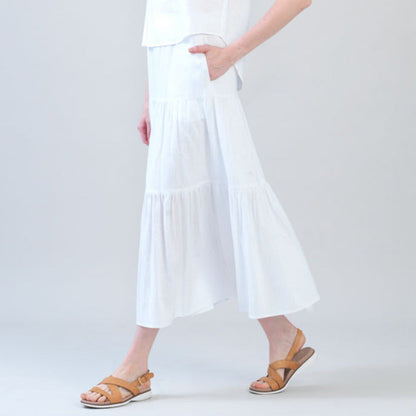 Clara Sunwoo Best Price - Soft Cotton - Double Tiered Maxi Skirt - White - Final Sale