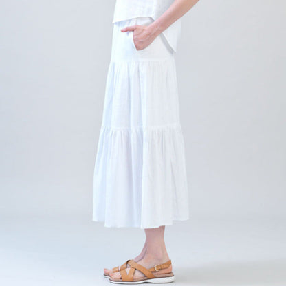 Clara Sunwoo Best Price - Soft Cotton - Double Tiered Maxi Skirt - White - Final Sale