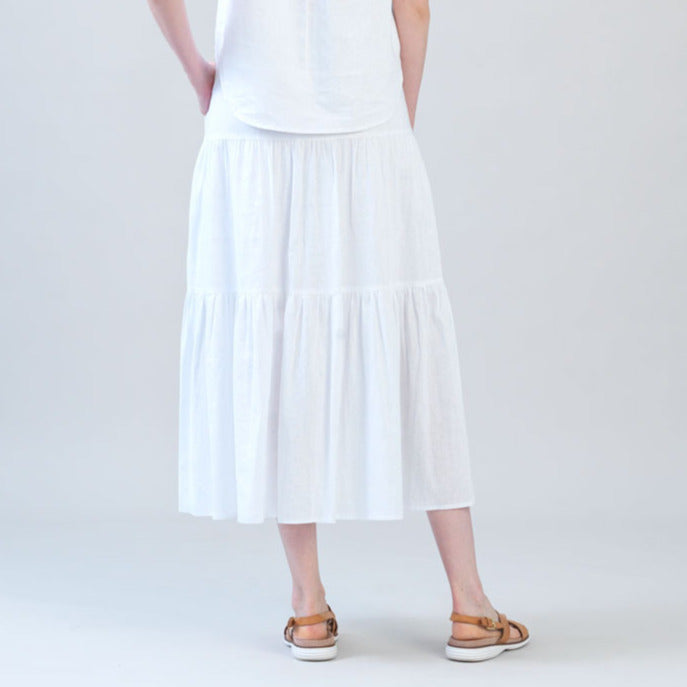 Clara Sunwoo Best Price - Soft Cotton - Double Tiered Maxi Skirt - White - Final Sale
