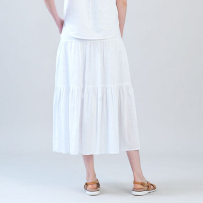 Clara Sunwoo Best Price - Soft Cotton - Double Tiered Maxi Skirt - White - Final Sale