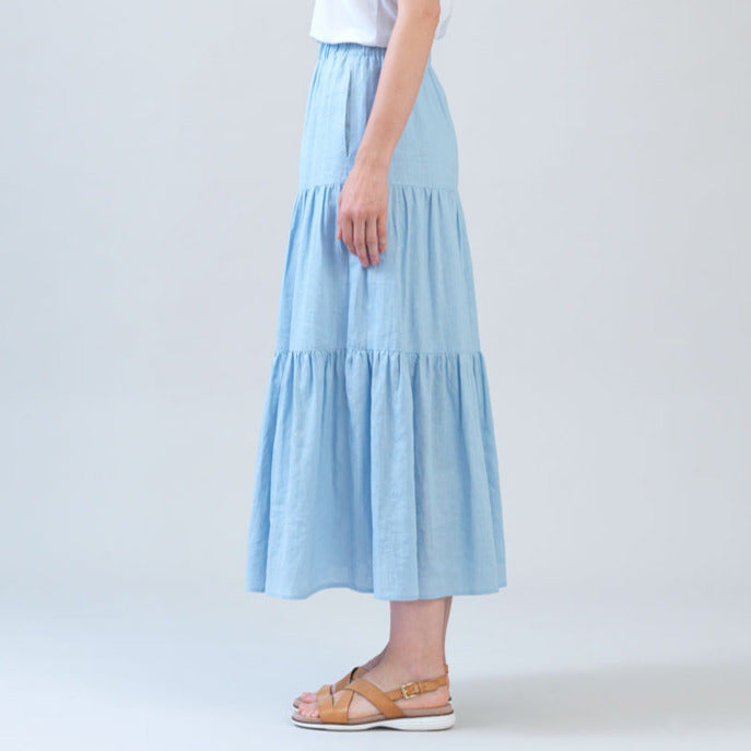 Clara Sunwoo Best Price - Soft Cotton - Double Tiered Maxi Skirt - Powder Blue - Final Sale