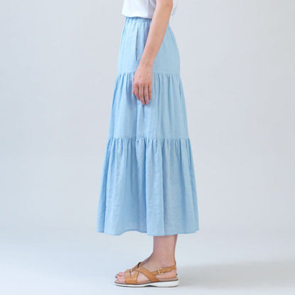 Clara Sunwoo Best Price - Soft Cotton - Double Tiered Maxi Skirt - Powder Blue - Final Sale