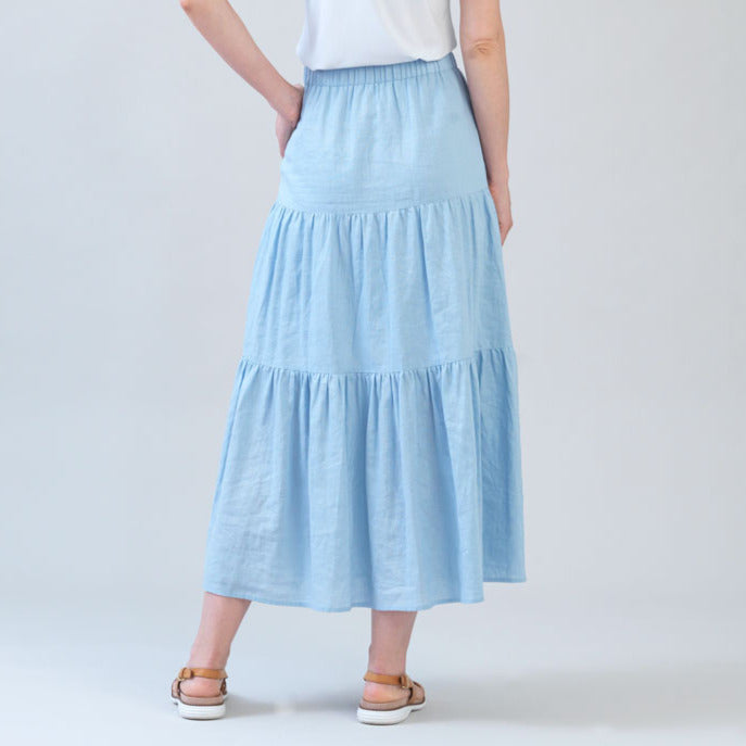 Clara Sunwoo Best Price - Soft Cotton - Double Tiered Maxi Skirt - Powder Blue - Final Sale