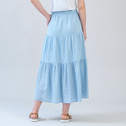 Clara Sunwoo Best Price - Soft Cotton - Double Tiered Maxi Skirt - Powder Blue - Final Sale