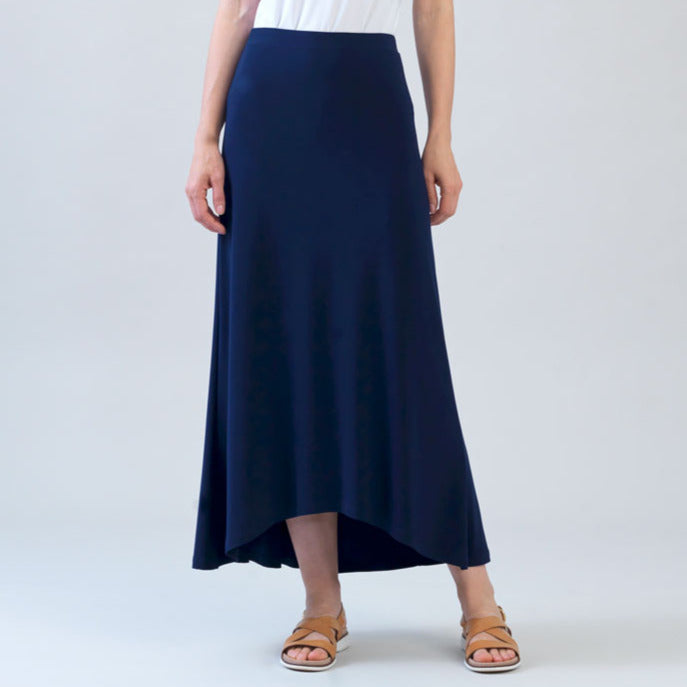 Clara Sunwoo Recommended - Cascade Drape Hi-Low Maxi Skirt - Navy