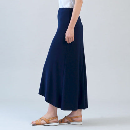 Clara Sunwoo Recommended - Cascade Drape Hi-Low Maxi Skirt - Navy