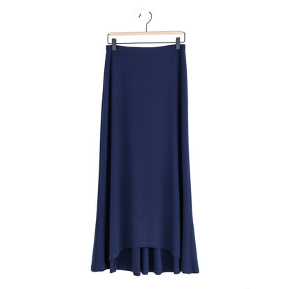 Clara Sunwoo Recommended - Cascade Drape Hi-Low Maxi Skirt - Navy