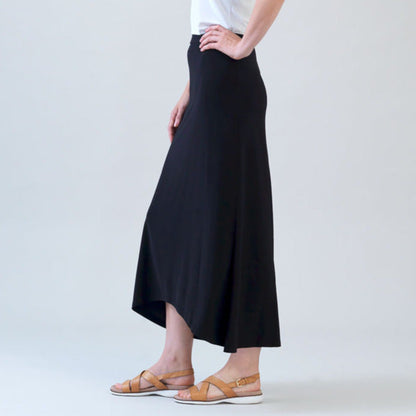 Clara Sunwoo Best Seller - Cascade Drape Hi-Low Maxi Skirt - Black