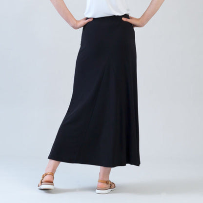 Clara Sunwoo Best Seller - Cascade Drape Hi-Low Maxi Skirt - Black