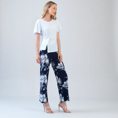 Clara Sunwoo Deals - Relaxed Kick Front Slit Ankle Pant - Peony Blossom