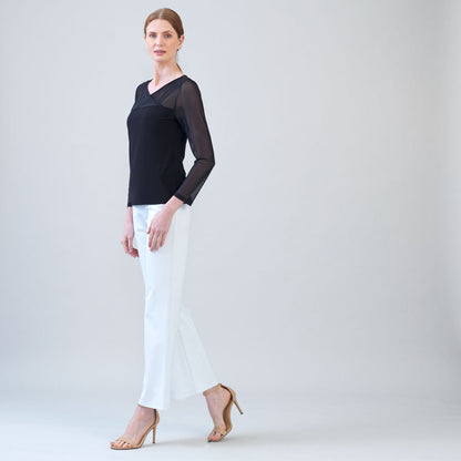 Clara Sunwoo Deals - Mesh Insert Surplice Neck Top - Black