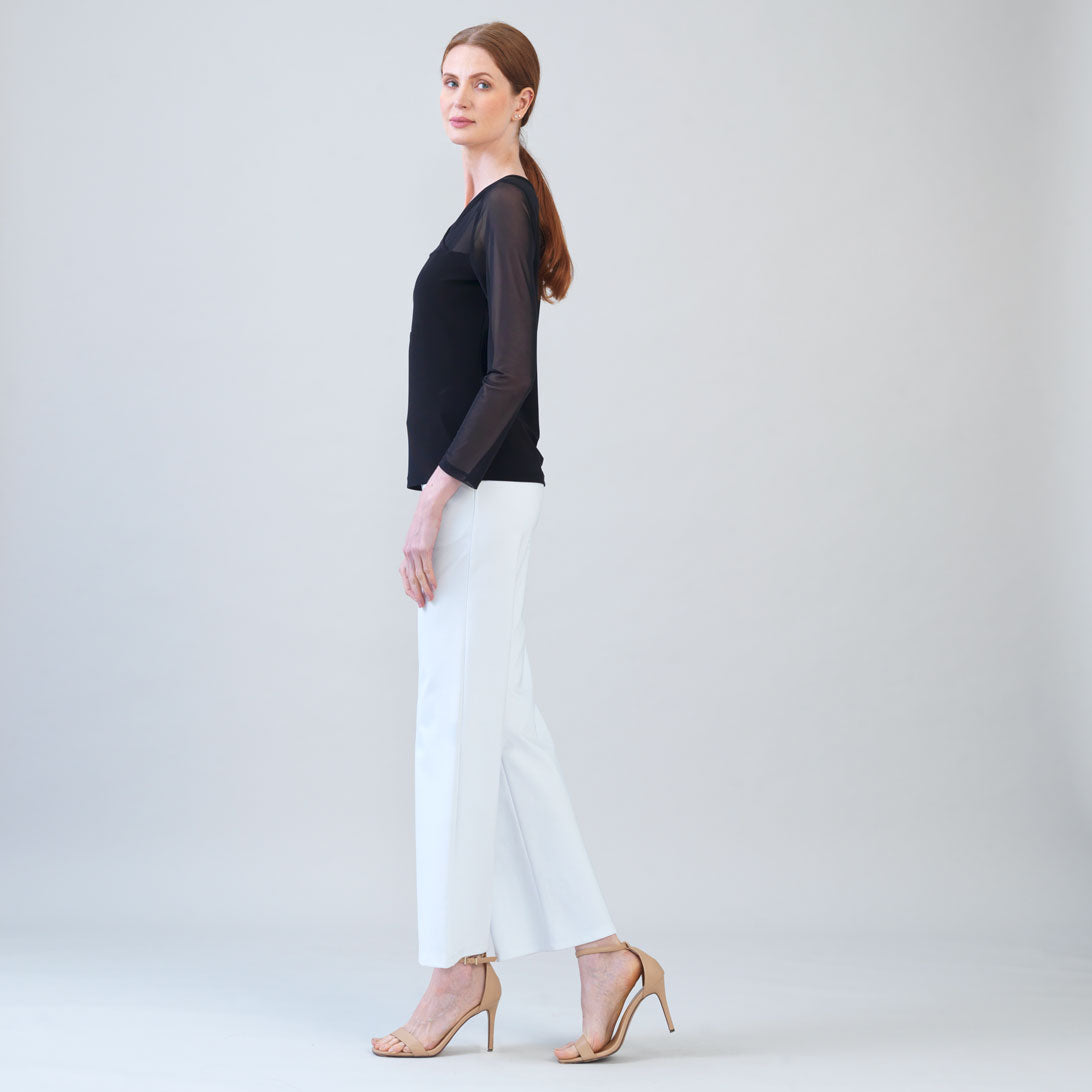 Clara Sunwoo Deals - Mesh Insert Surplice Neck Top - Black
