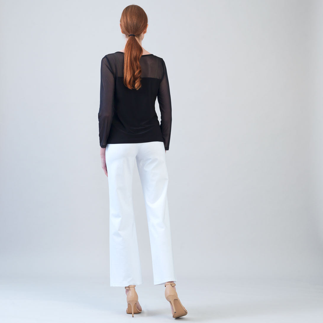 Clara Sunwoo Deals - Mesh Insert Surplice Neck Top - Black