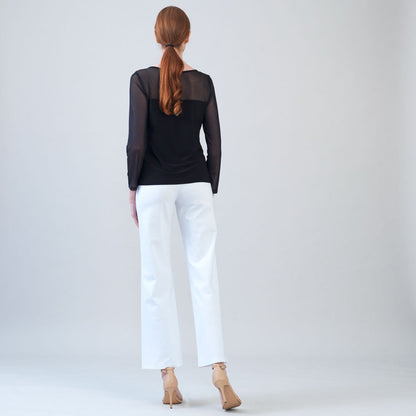 Clara Sunwoo Deals - Mesh Insert Surplice Neck Top - Black