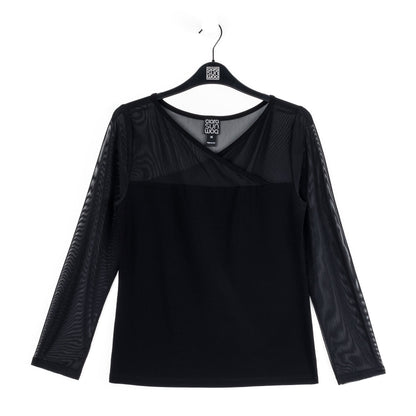 Clara Sunwoo Deals - Mesh Insert Surplice Neck Top - Black