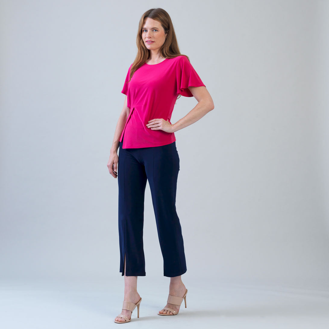 Clara Sunwoo Discount - Flounce Sleeve Stitch Overlay Top - Hot Pink