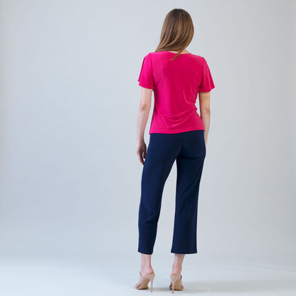 Clara Sunwoo Discount - Flounce Sleeve Stitch Overlay Top - Hot Pink